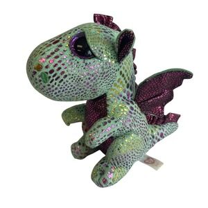 Ty Beanie Boo "Cinder" Dragon Green Purple Plush Stuffed Animal‎ Retired
